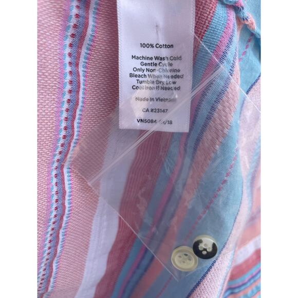 Talbots Pastel Multi Color Stripe button down ladies Large 100% Cotton - Picture 11 of 11